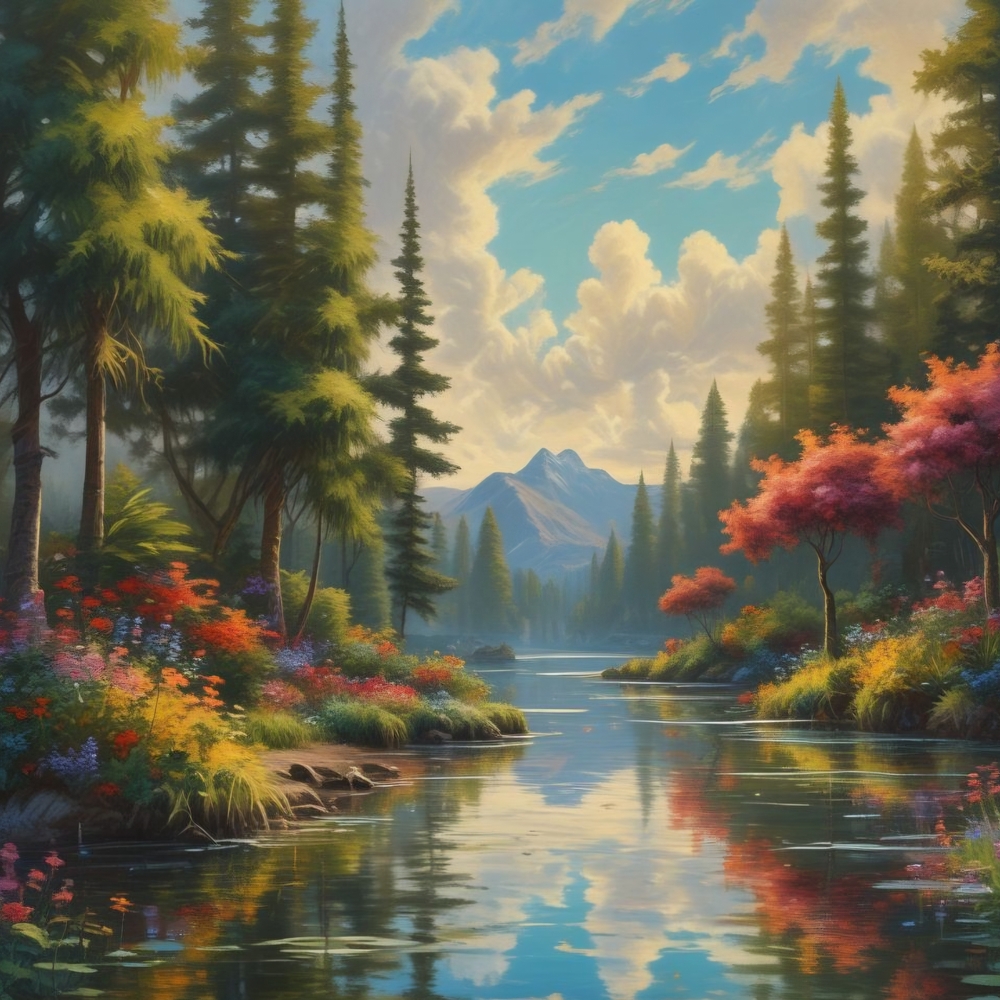 Tranquil Forest Lake Art Print